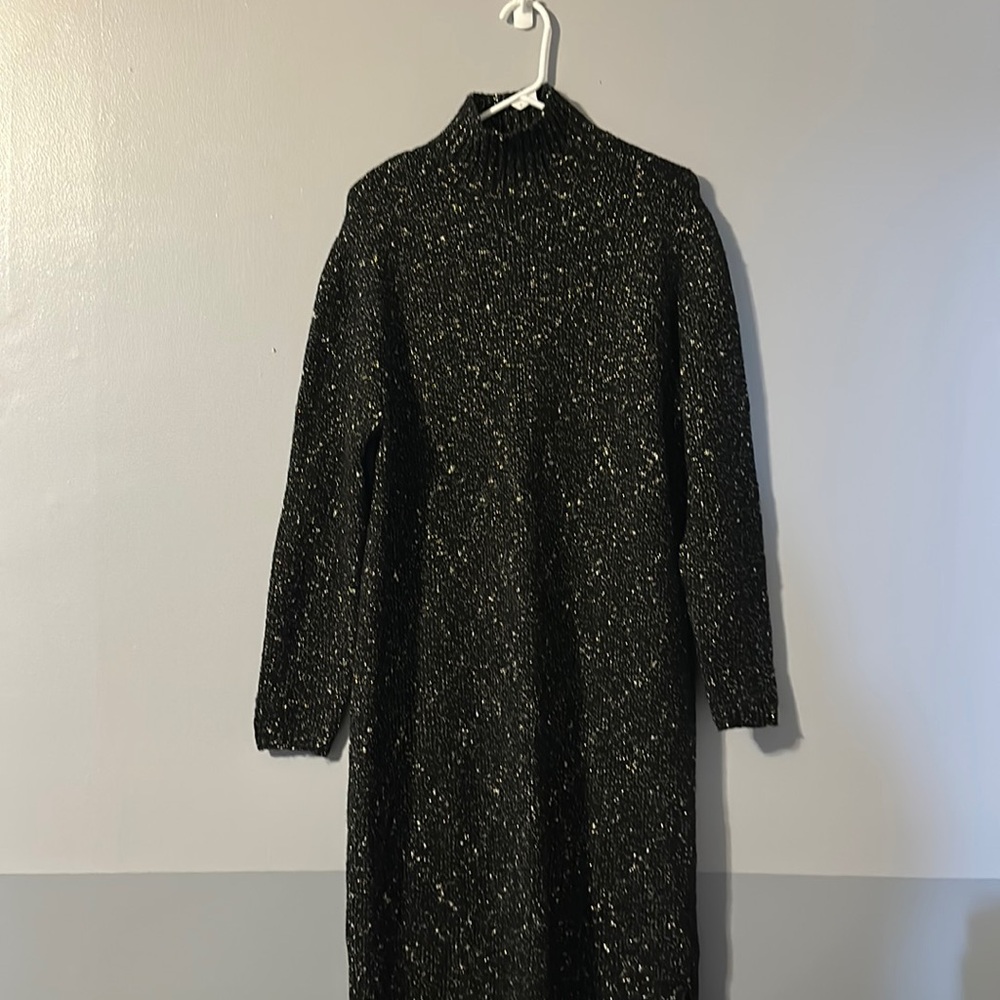 Eloquii Black and Gold Sweater Maxi Dress